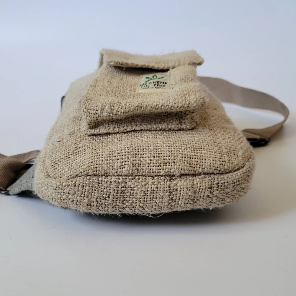 Rising International Woven Hemp Crossbosy Slingbag Earthy Granola Hippie Nature